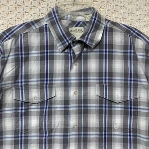 Roper Shirt Mens Sz L Gray Purple Plaid  Button Down Short Sleeve Western